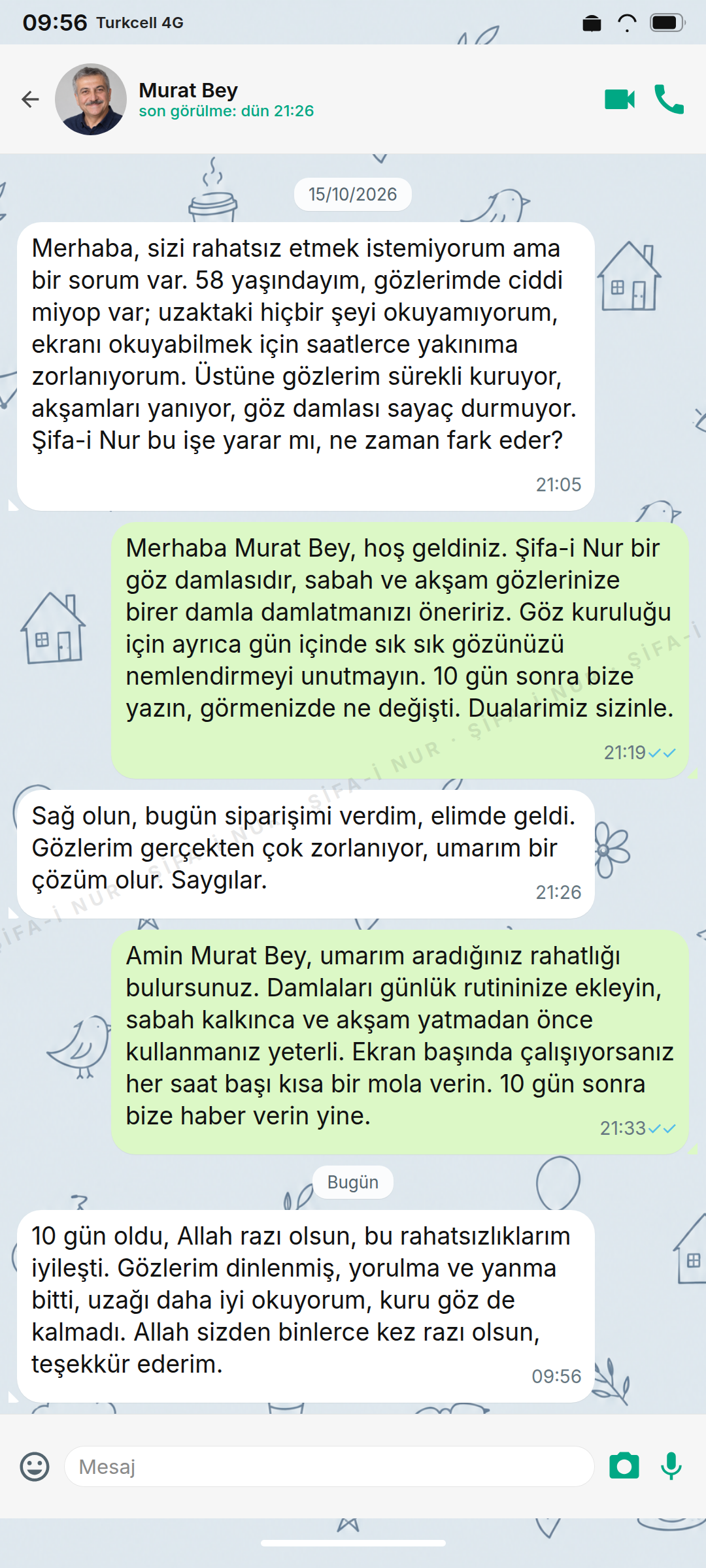 Müşteri sipariş görüşmesi 1